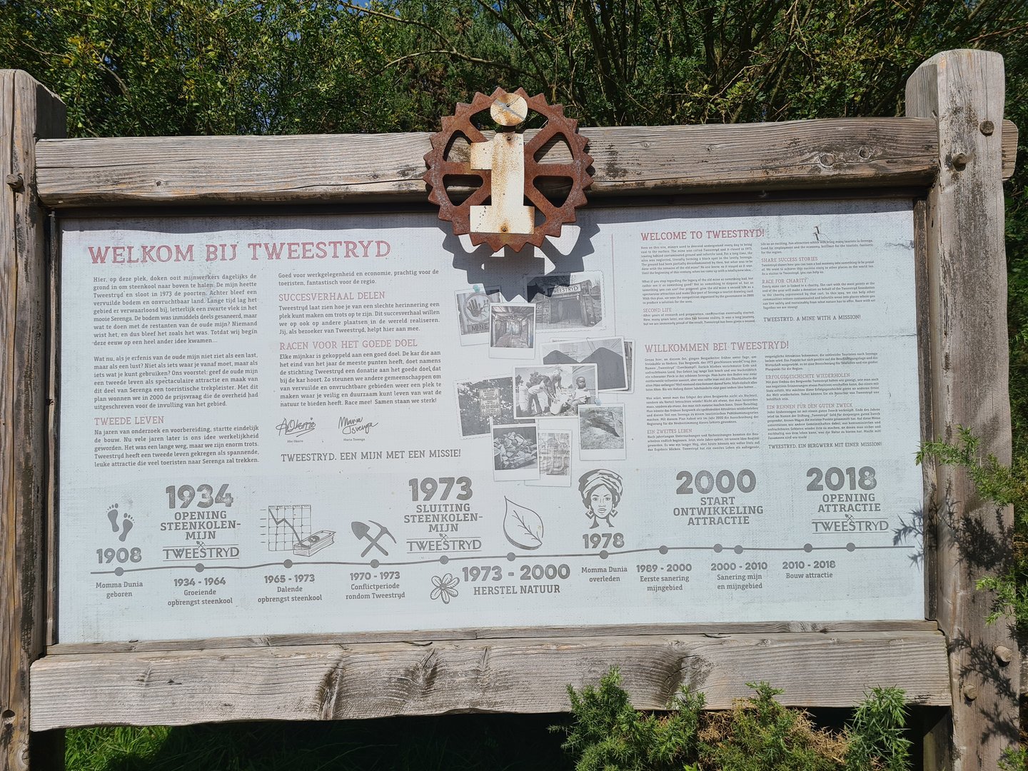 Serenga - "History" of Tweestryd mine signage
