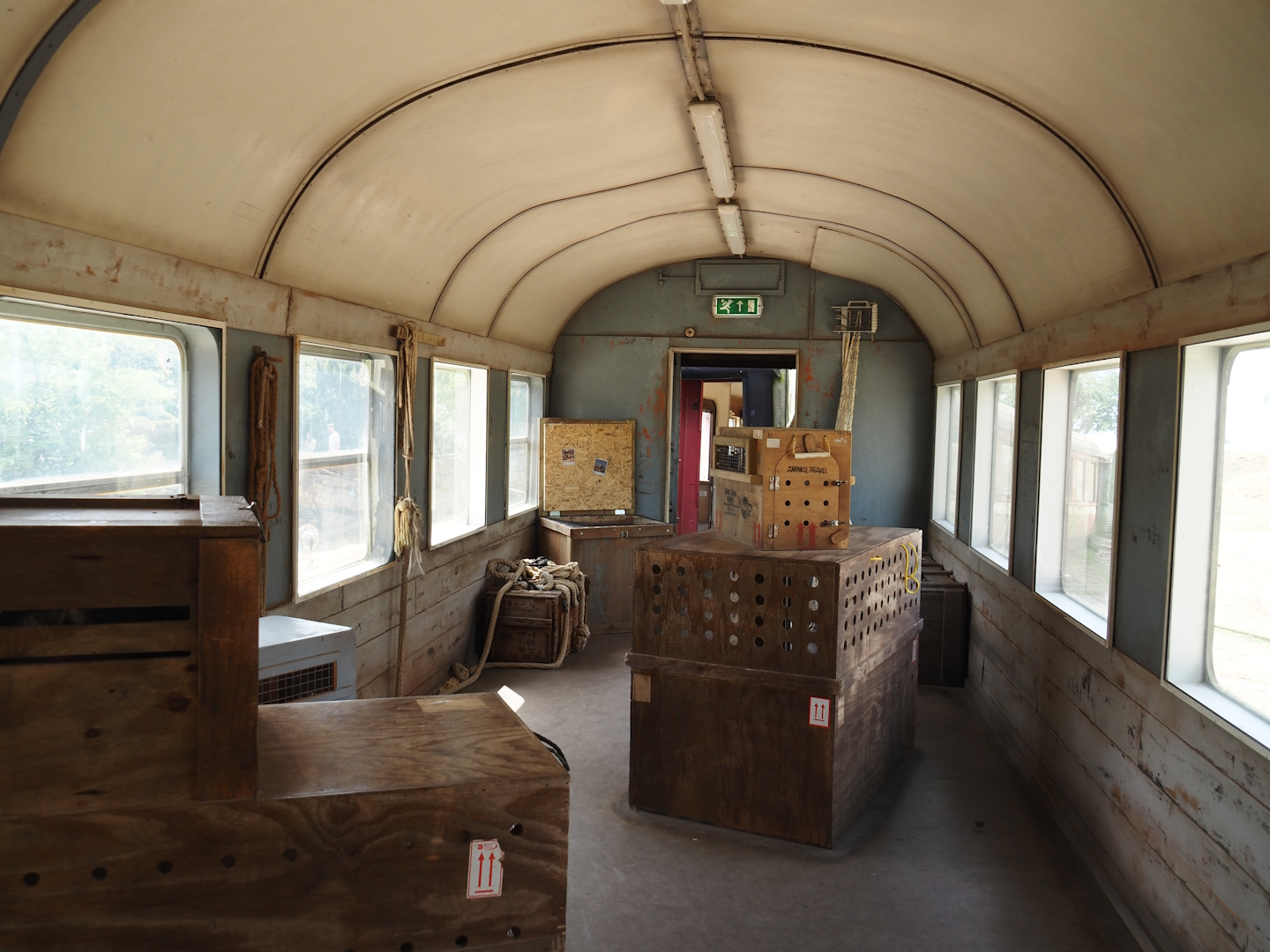 Serenga - View inside derailed train viewing area with poachers' hide-out theming, 2024-06-23