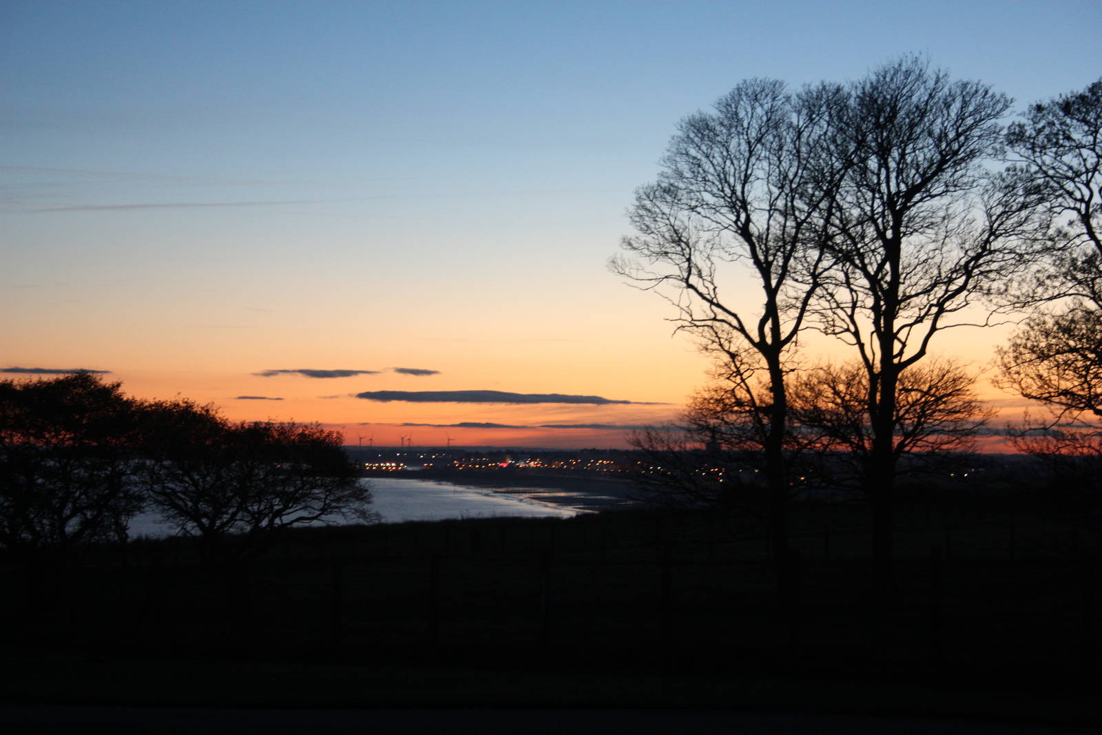 Sewerby Hall and Gardens, sunset over the clifftop paddocks, 10th November