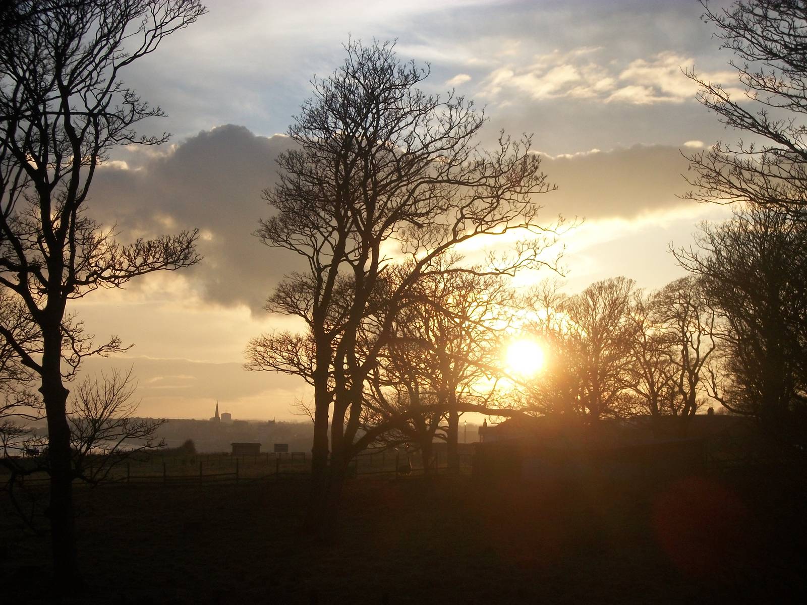 Sewerby Hall and Gardens, sunset over the clifftop paddocks 17th November 2