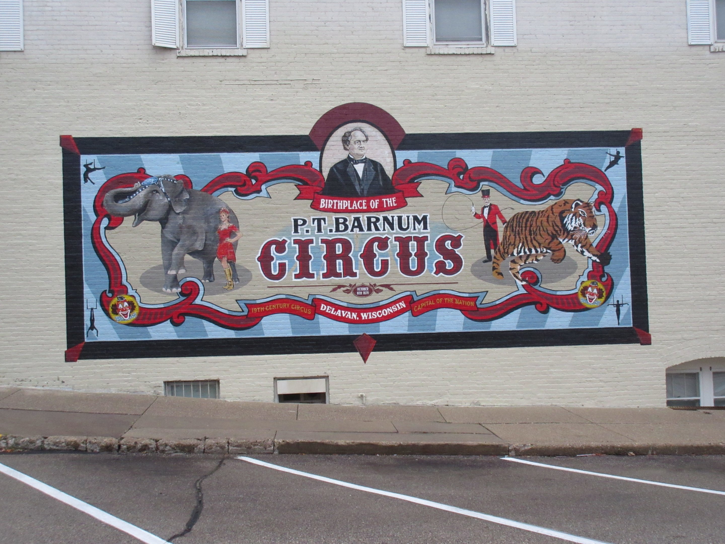 Side of building in downtown Delavan, Wisconsin