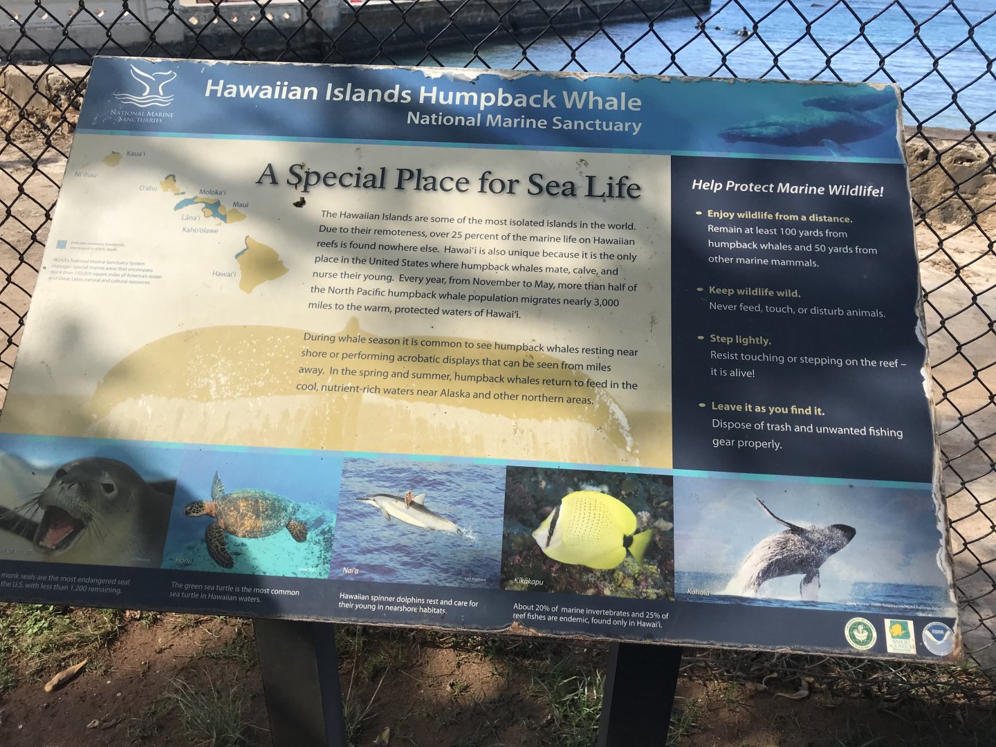 Sign about a marine sanctuary