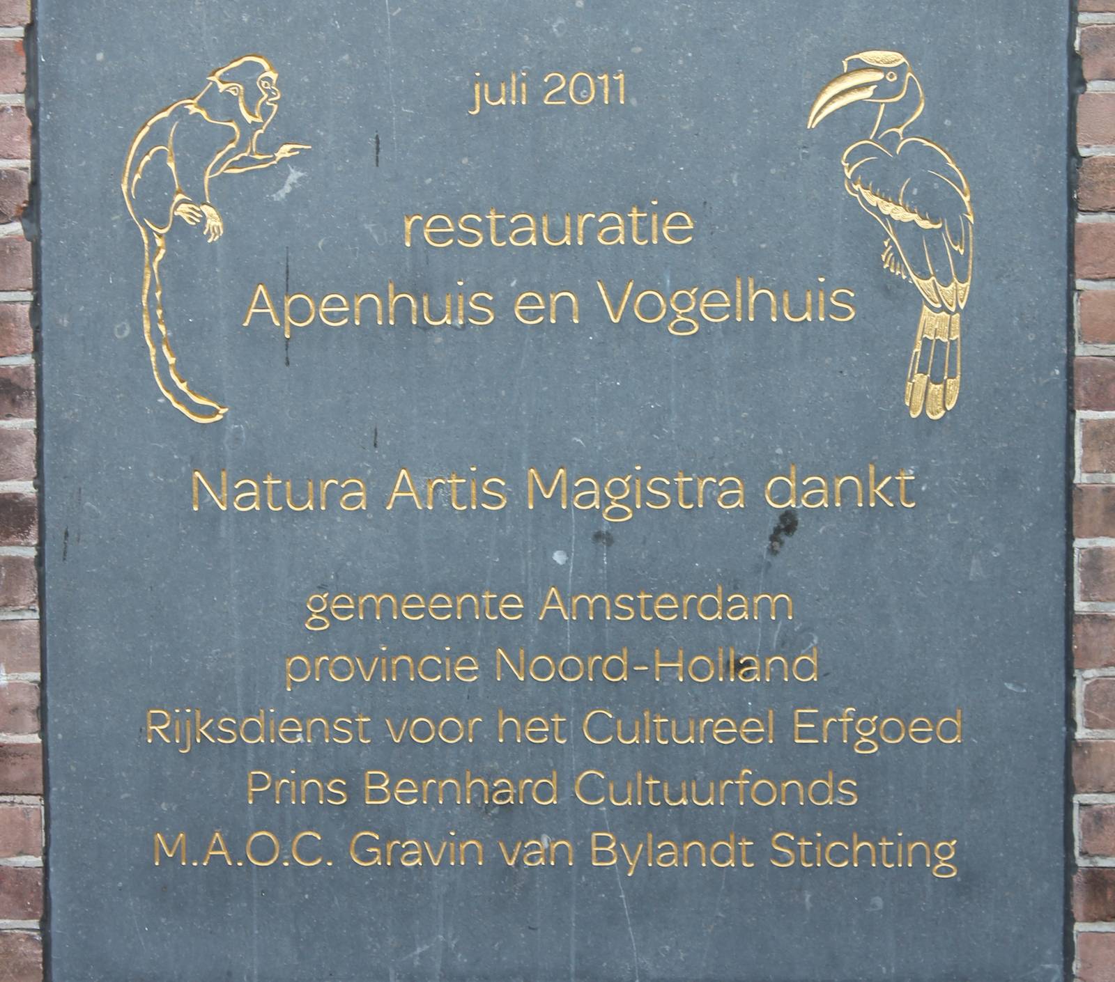 Sign about renovation Bird and Monkey house