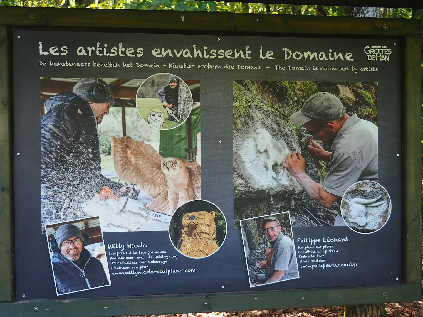 Sign about the artists making the domain's artwork, 2023-09-26