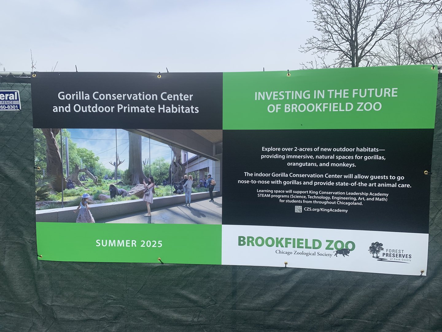 Sign about the new ape exhibits