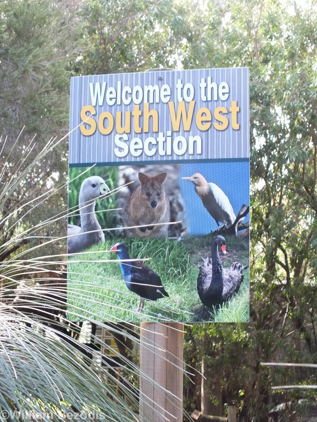 Sign at Entrance to South West Section - Caversham Wildlife Park