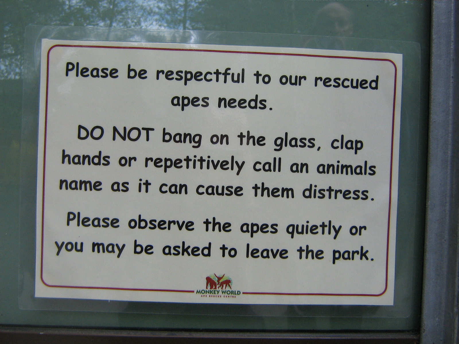 Sign at Monkey World