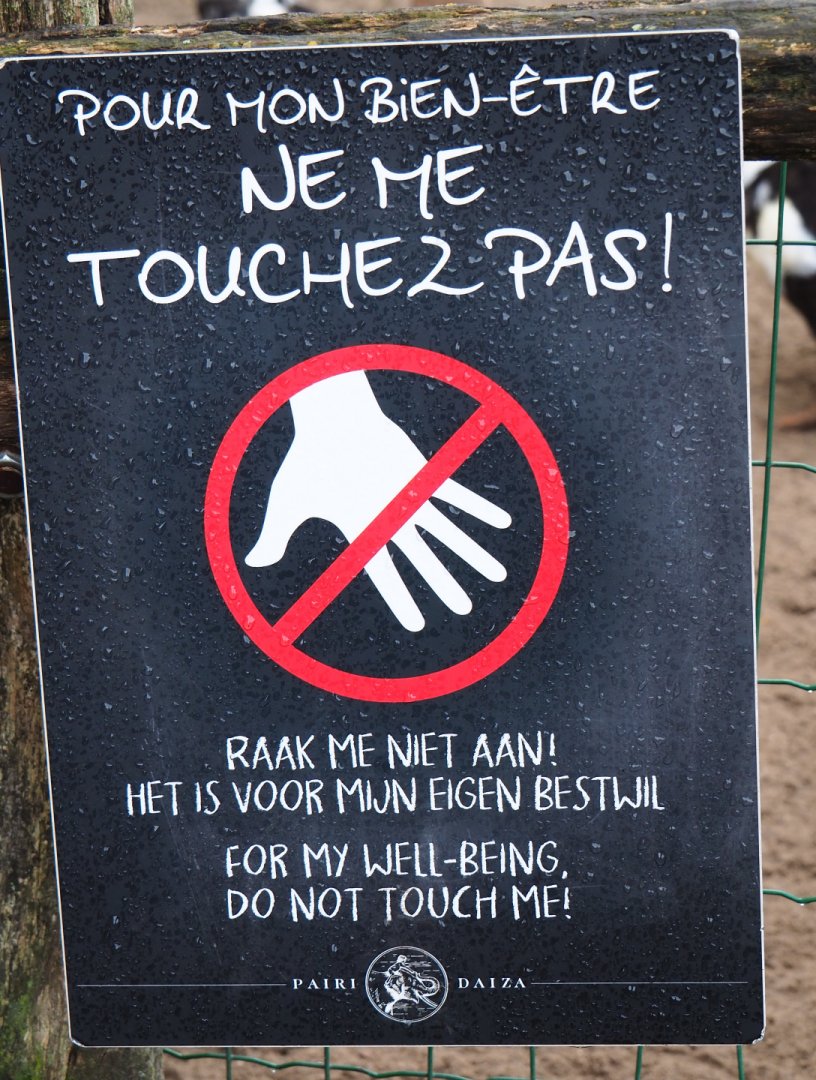 Sign Do not touch the animals, 2019-10-04