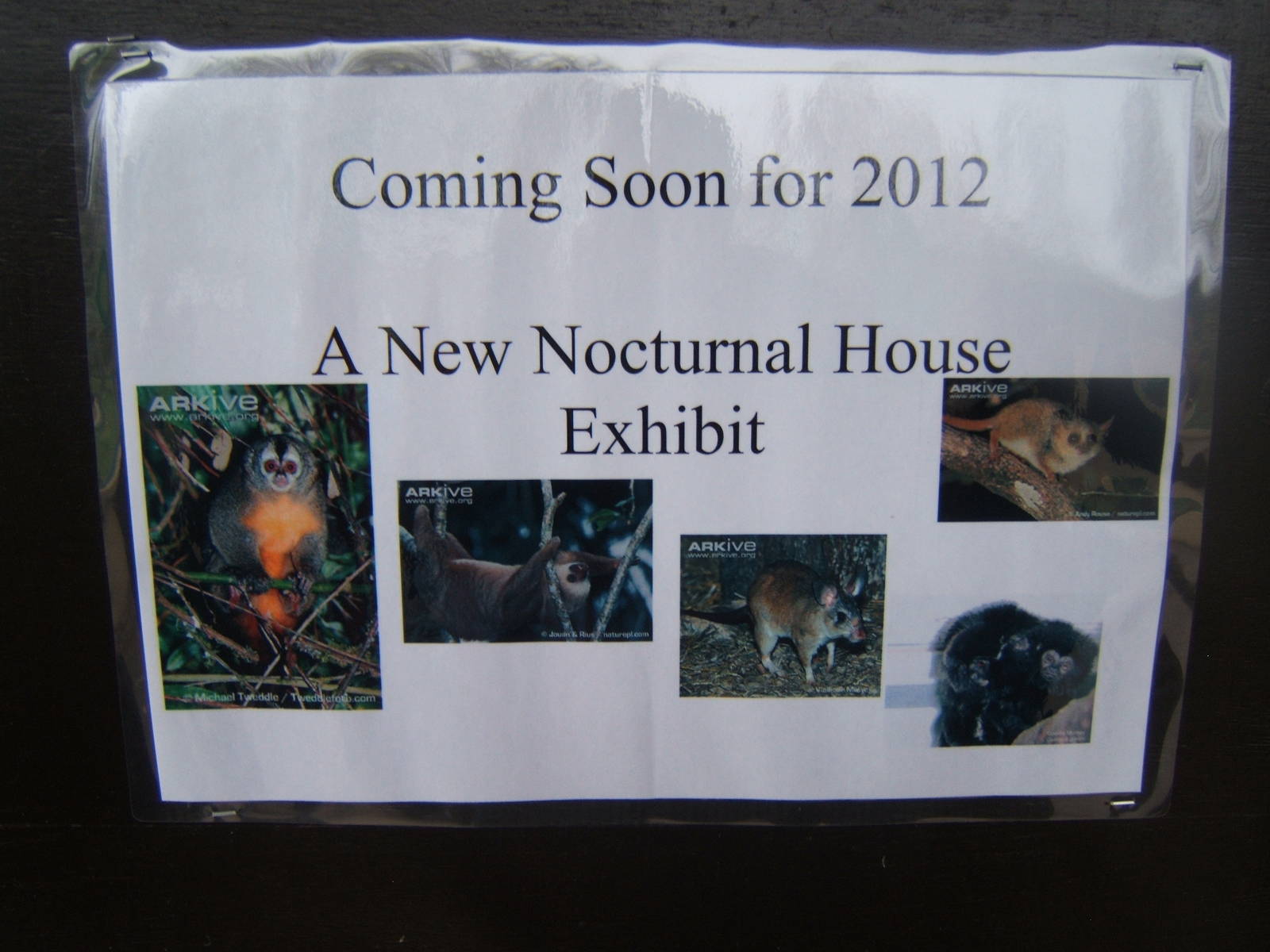 Sign explaing what should happen to the Small Mammal House