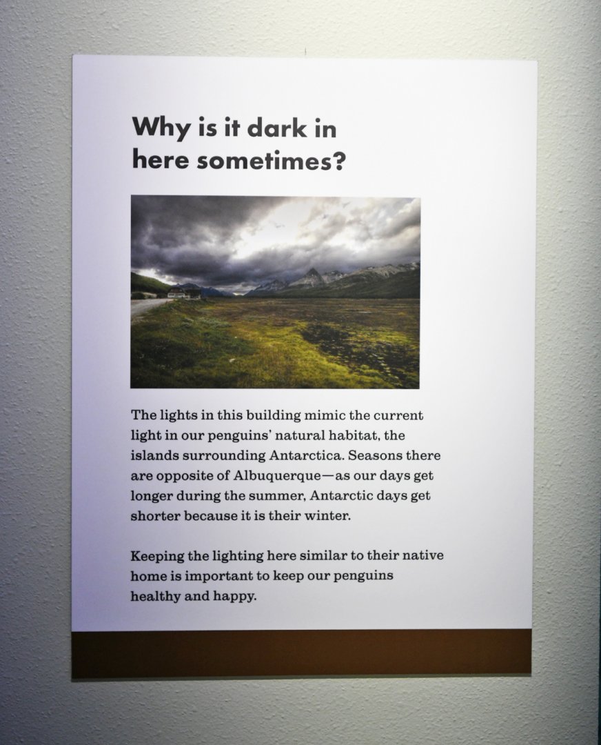 sign explaining antarctic lighting indoors