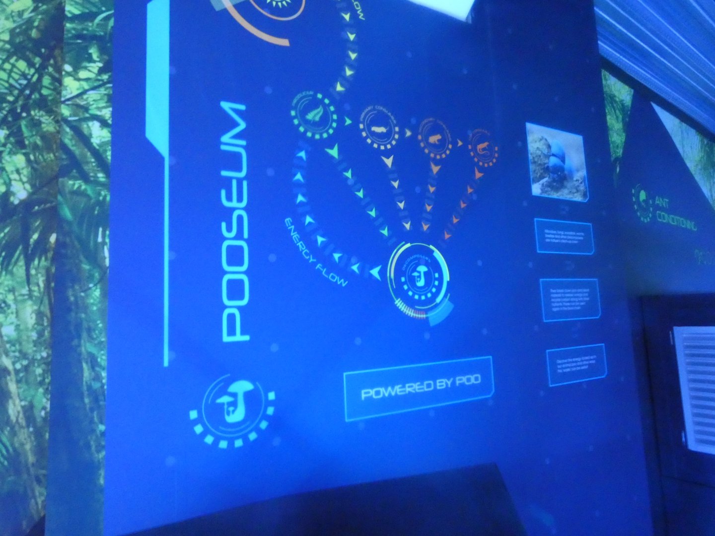 Sign explaining how the tropical house is powered