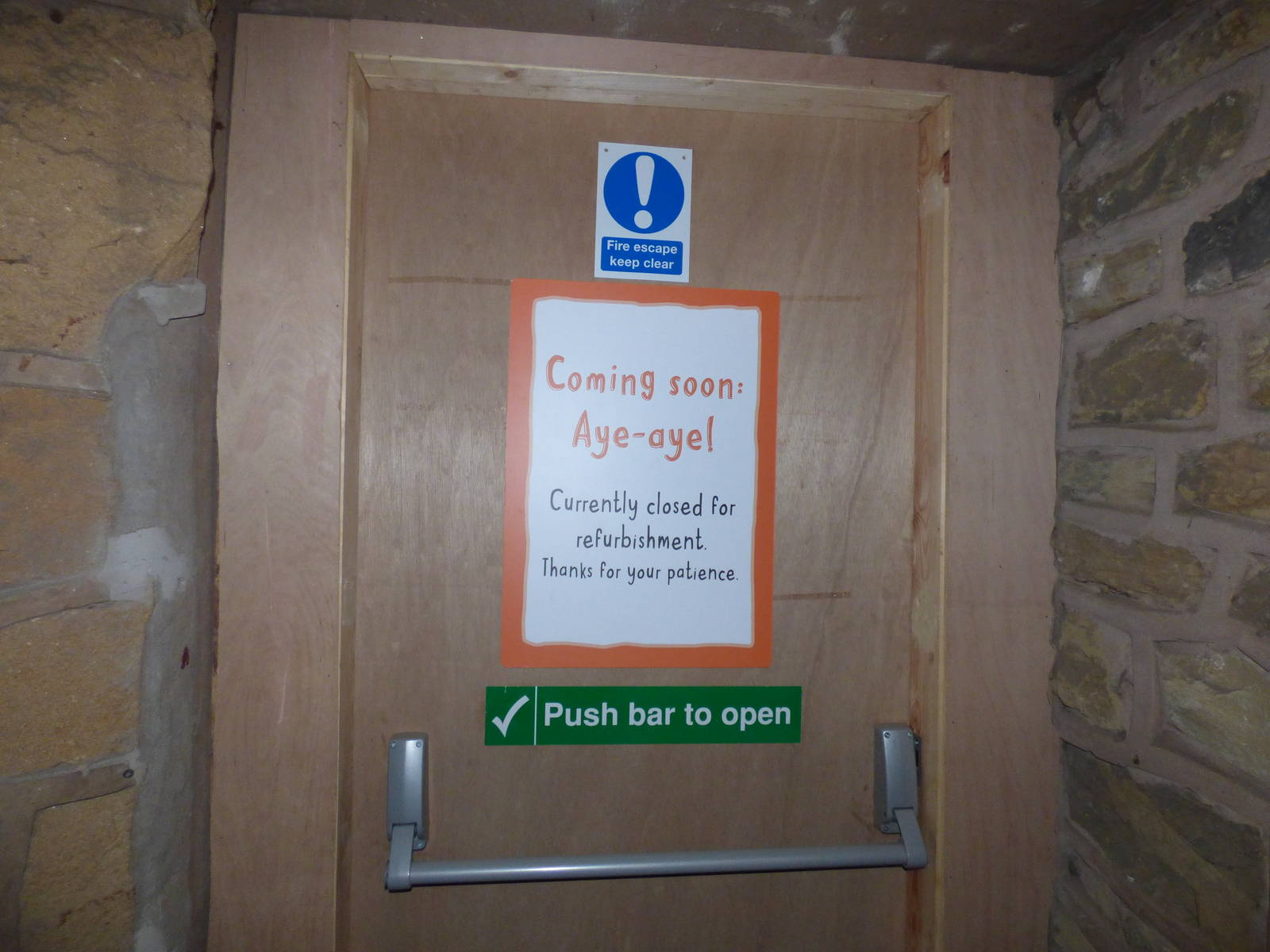 Sign for construction of new Aye-Aye enclosure