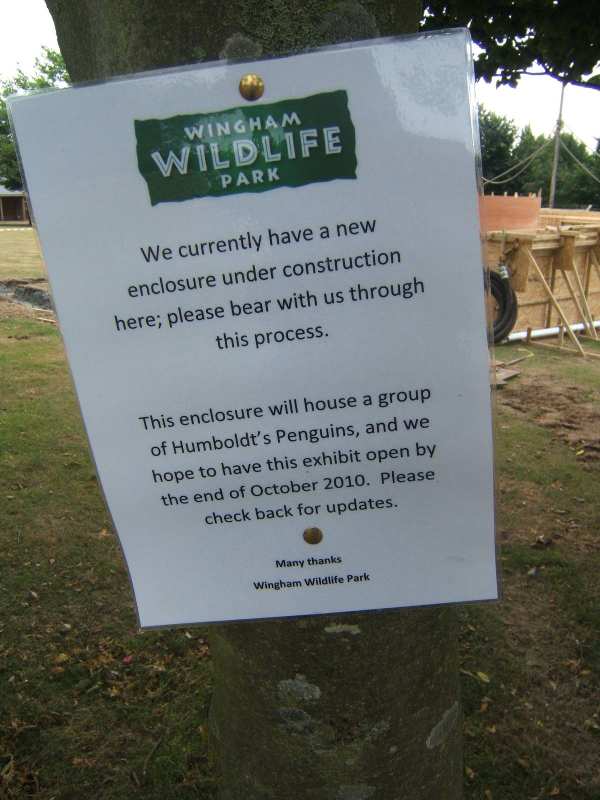 Sign for Penguin enclosure