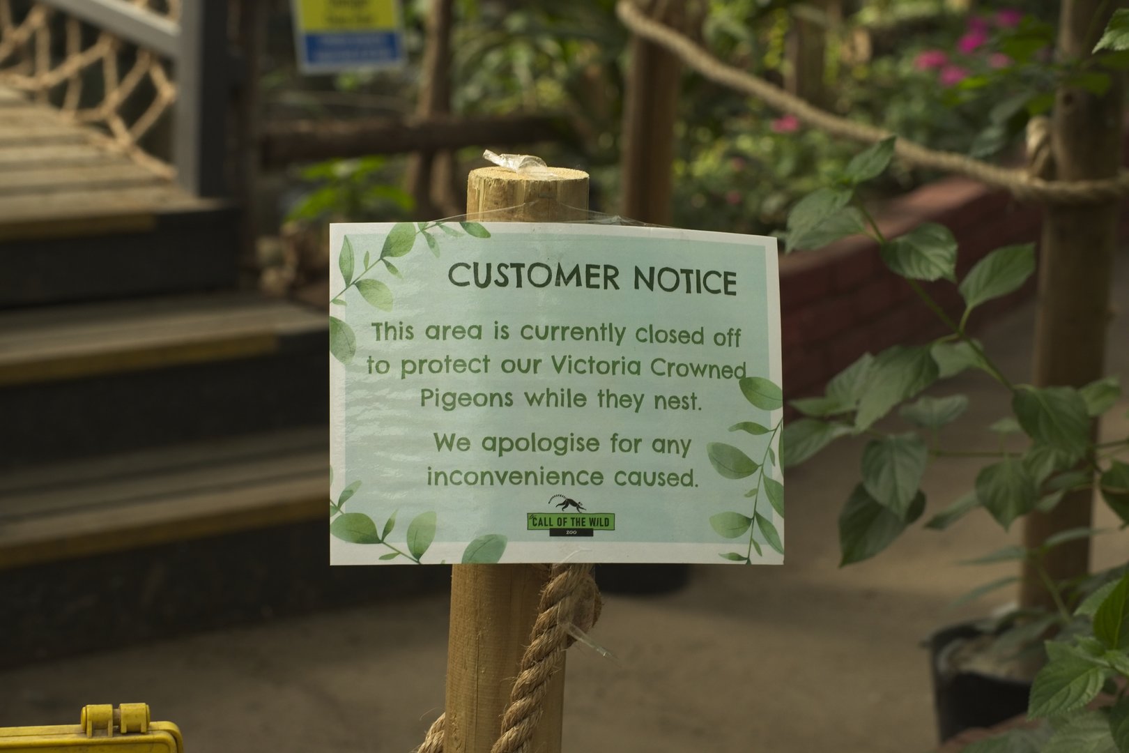 Sign for roped off area.