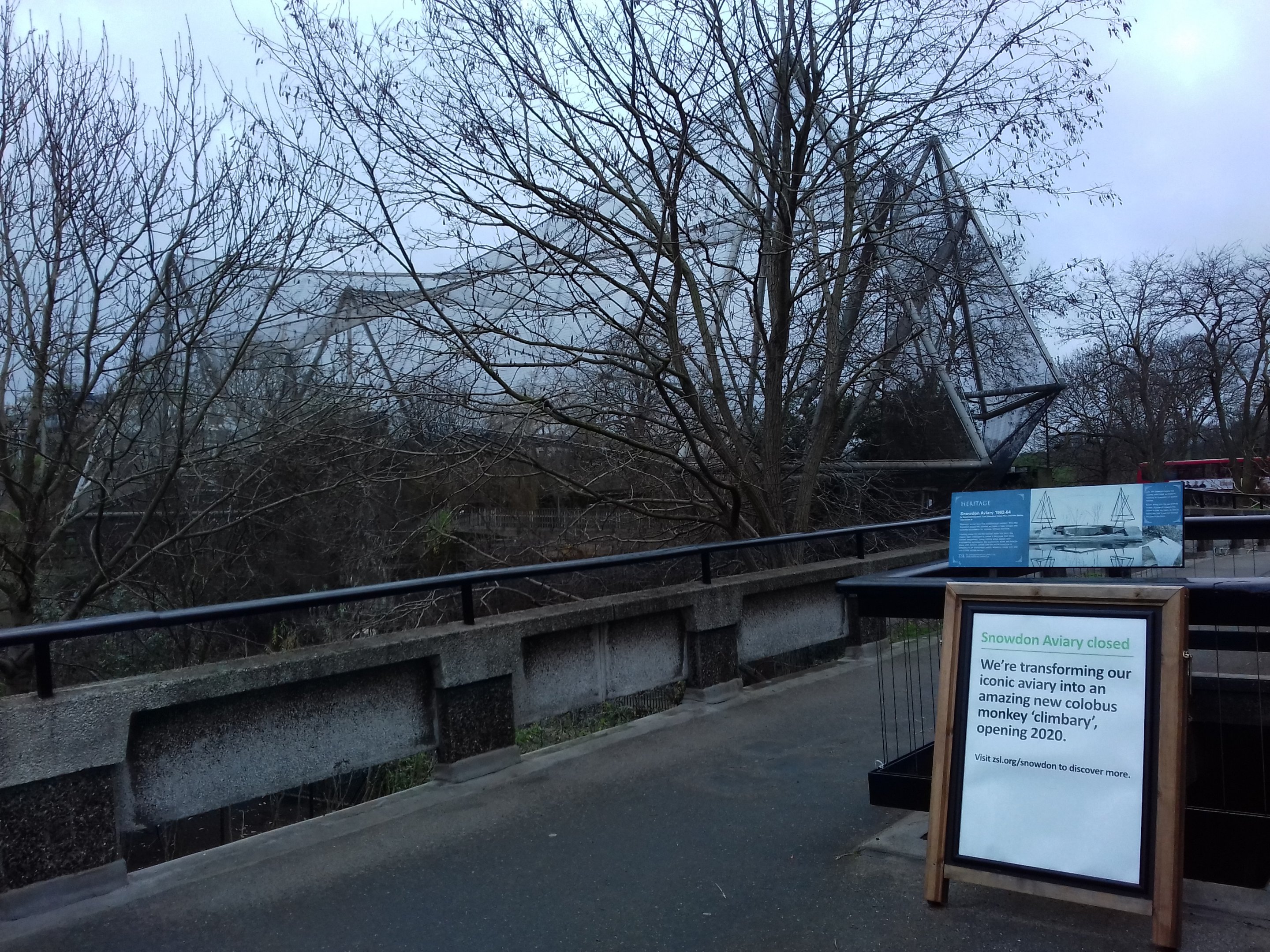 Sign for the Snowdon Aviary 12/01/2019