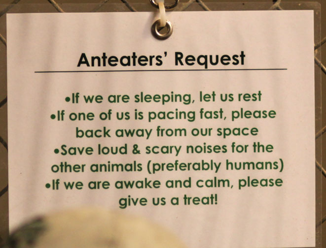 sign inside anteater nighthouse