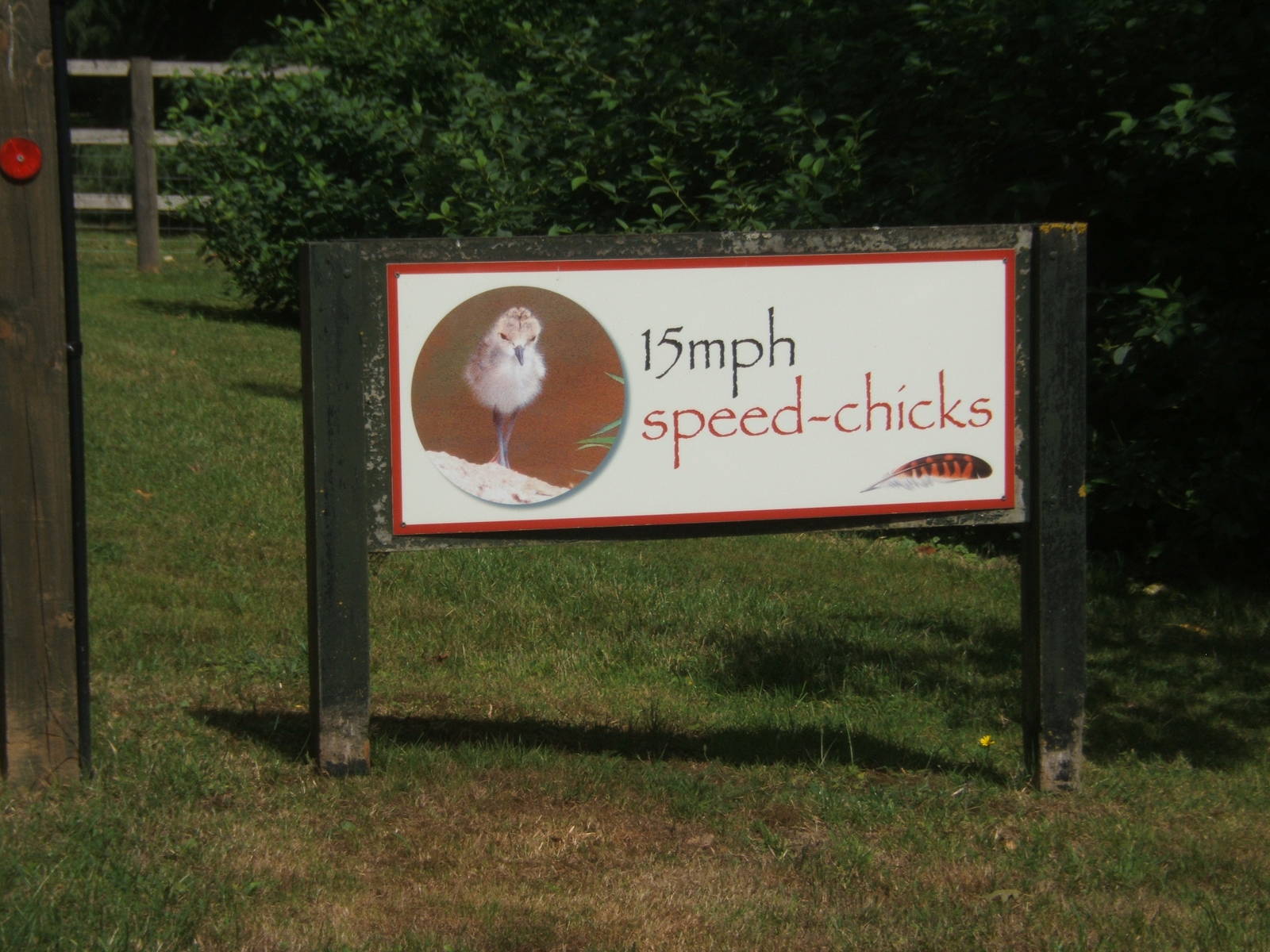 Sign on drive way to the car park