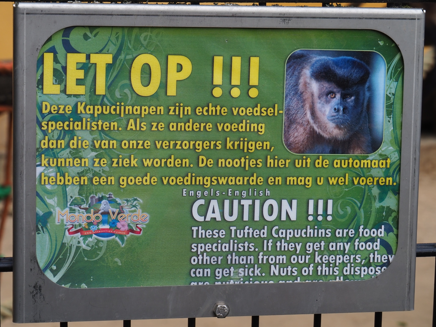 Sign on feeding of the tufted capuchins (Aug 28th, 2018)