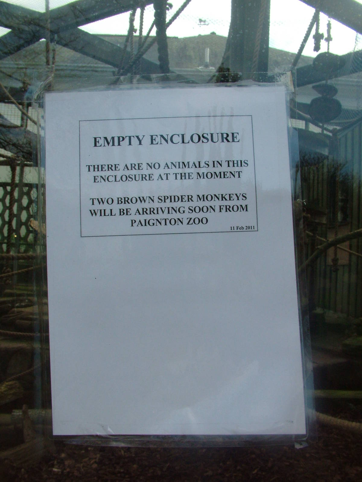 Sign on Former Langur Exhibit at Bristol, 06/03/11