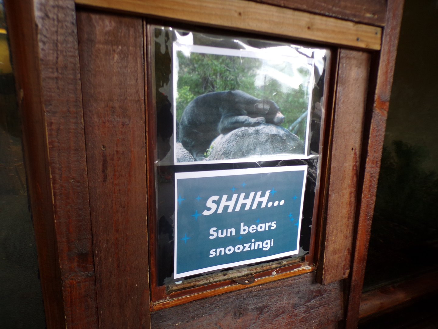 Sign on top of former sun bear feeding station