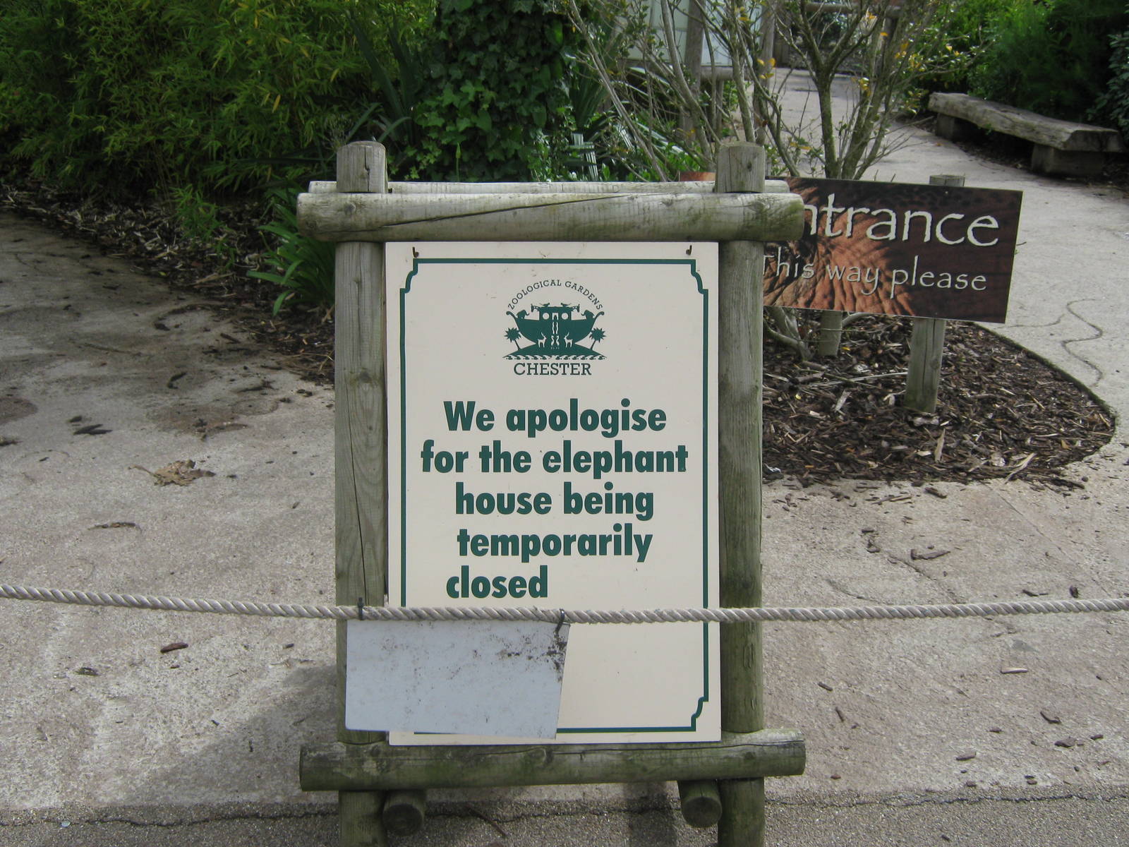 Sign outside elephant house.