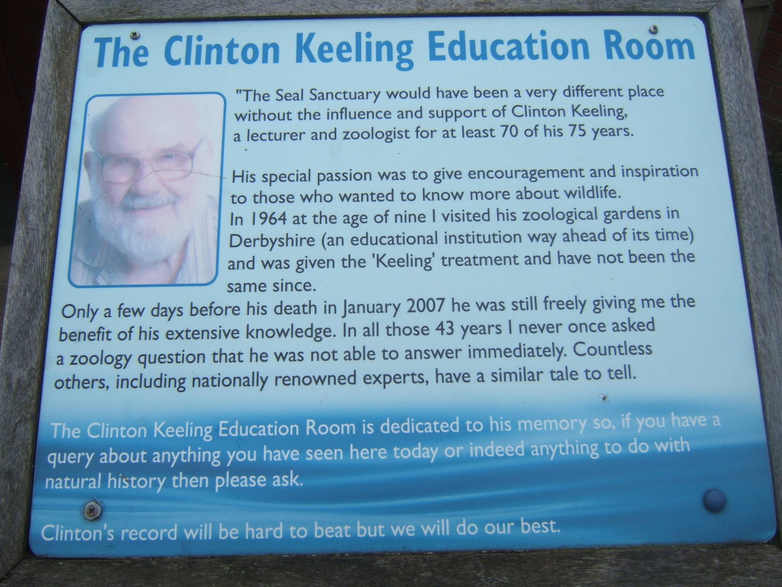 Sign outside the Education Room