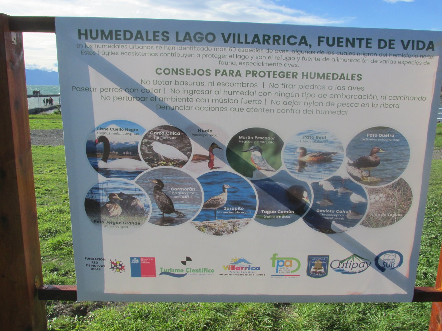 sign villarica lake chile