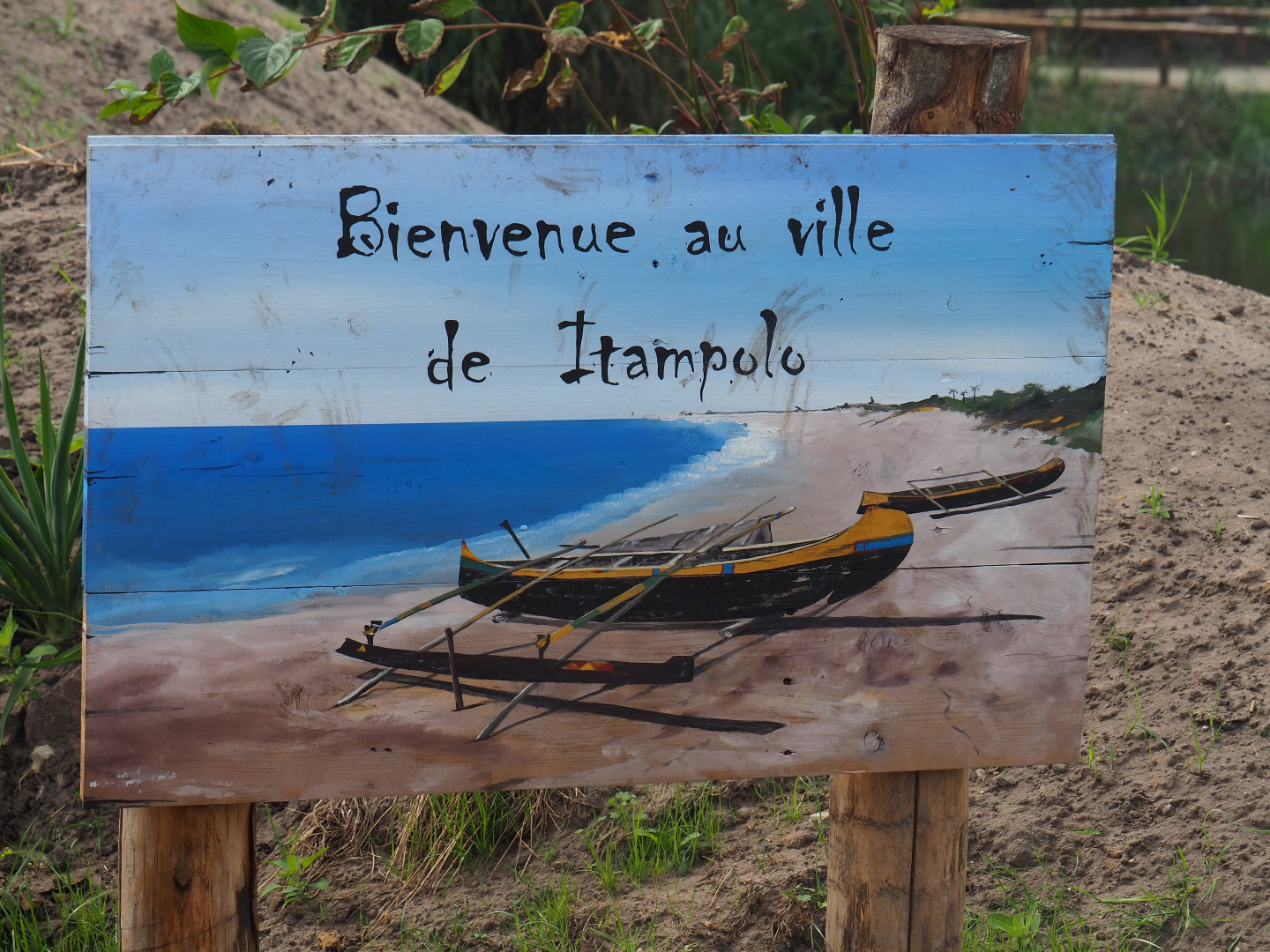 Sign Welcome to Itampolo village, 2019-08-11