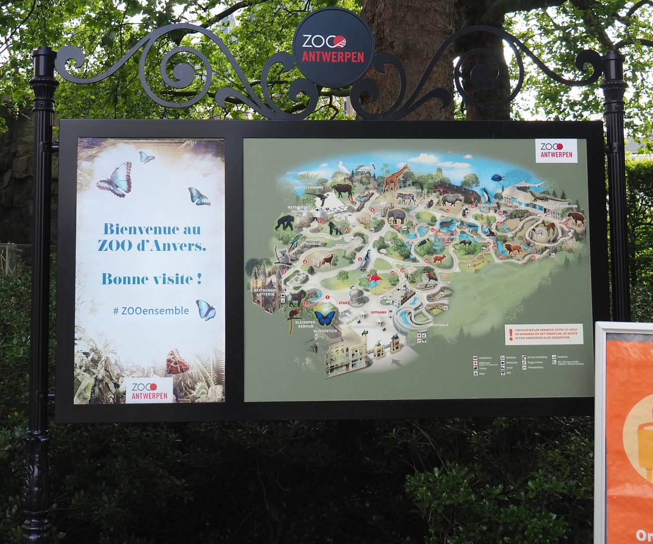 Sign with map and information screen, 2021-07-17