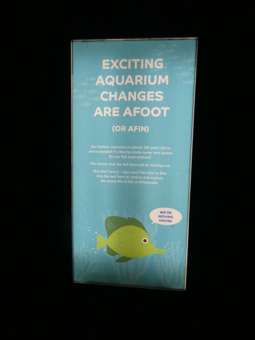 Signage about aquarium
