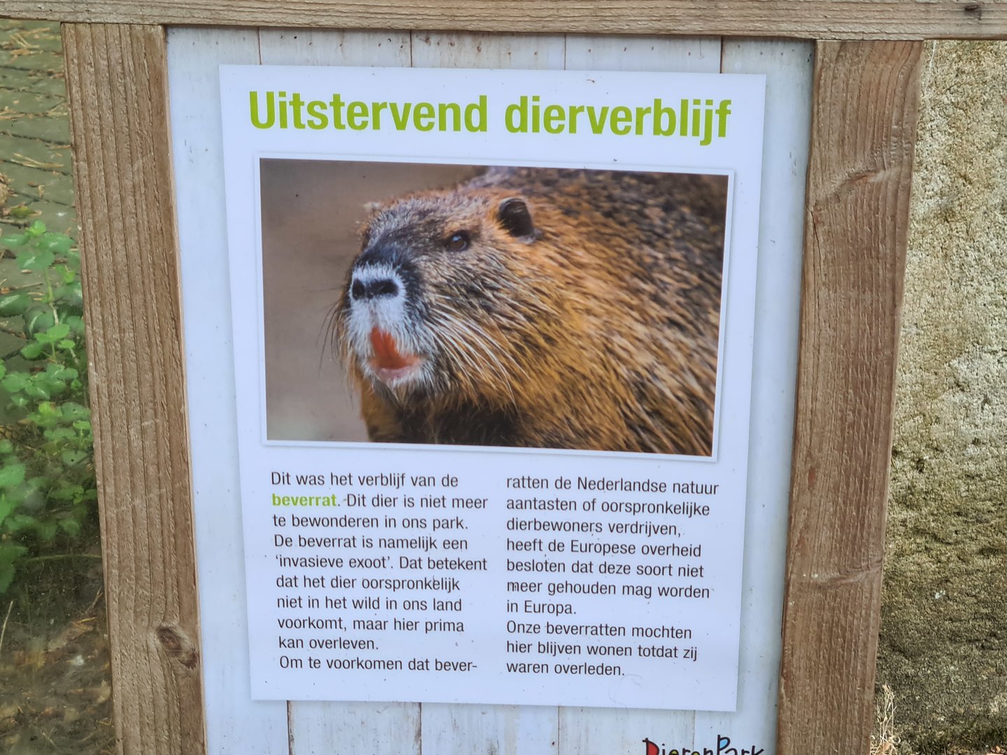Signage about invasive Nutrias