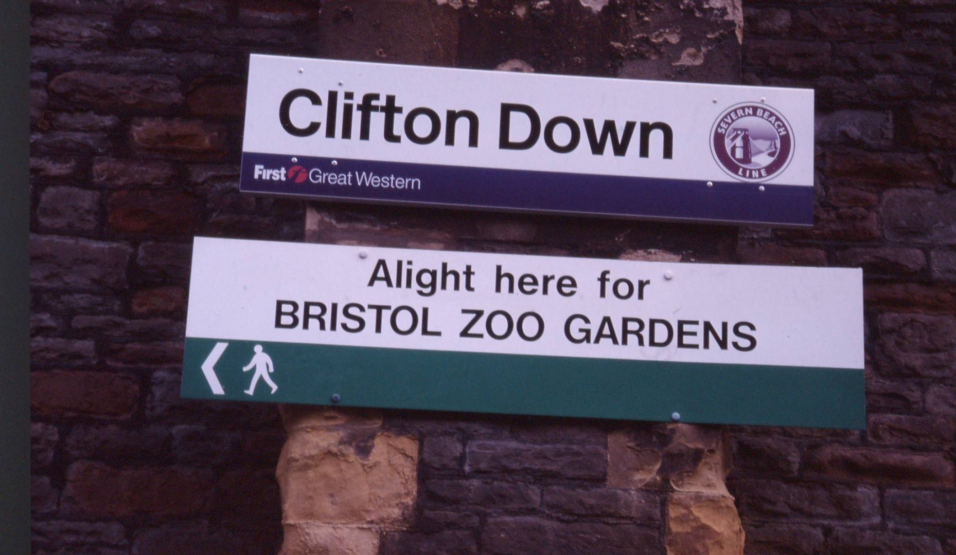 Signage at Clifton Downrailway station 2001
