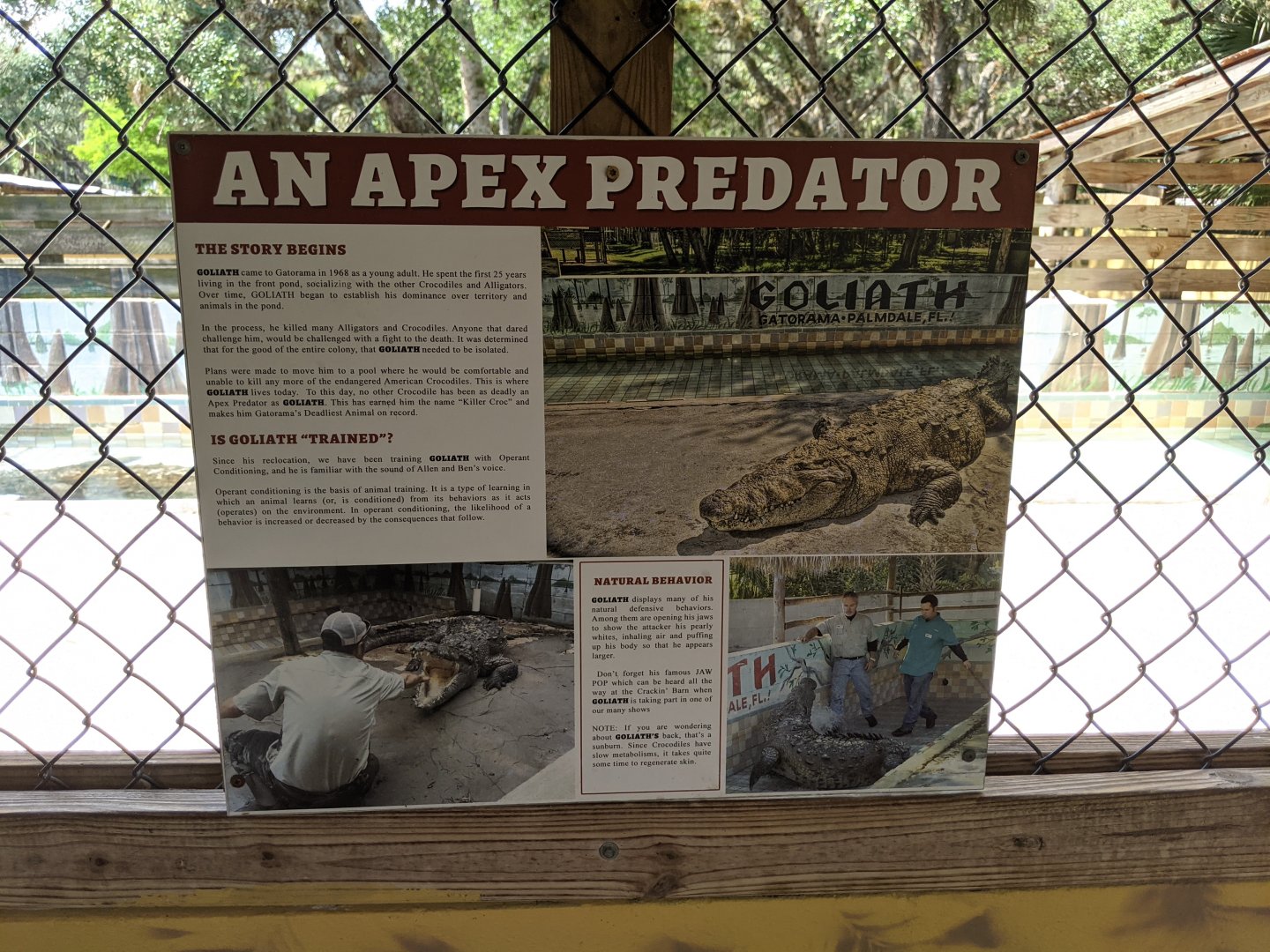 Signage at enclosure