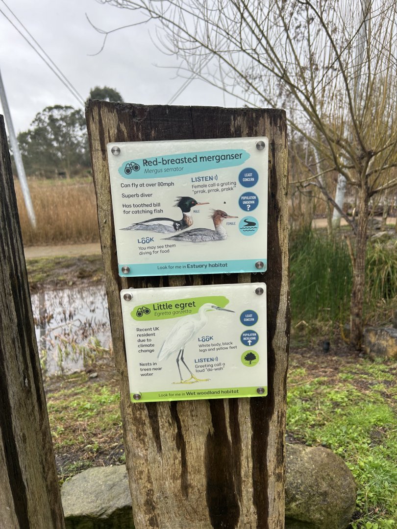 Signage in Waterscapes Aviary