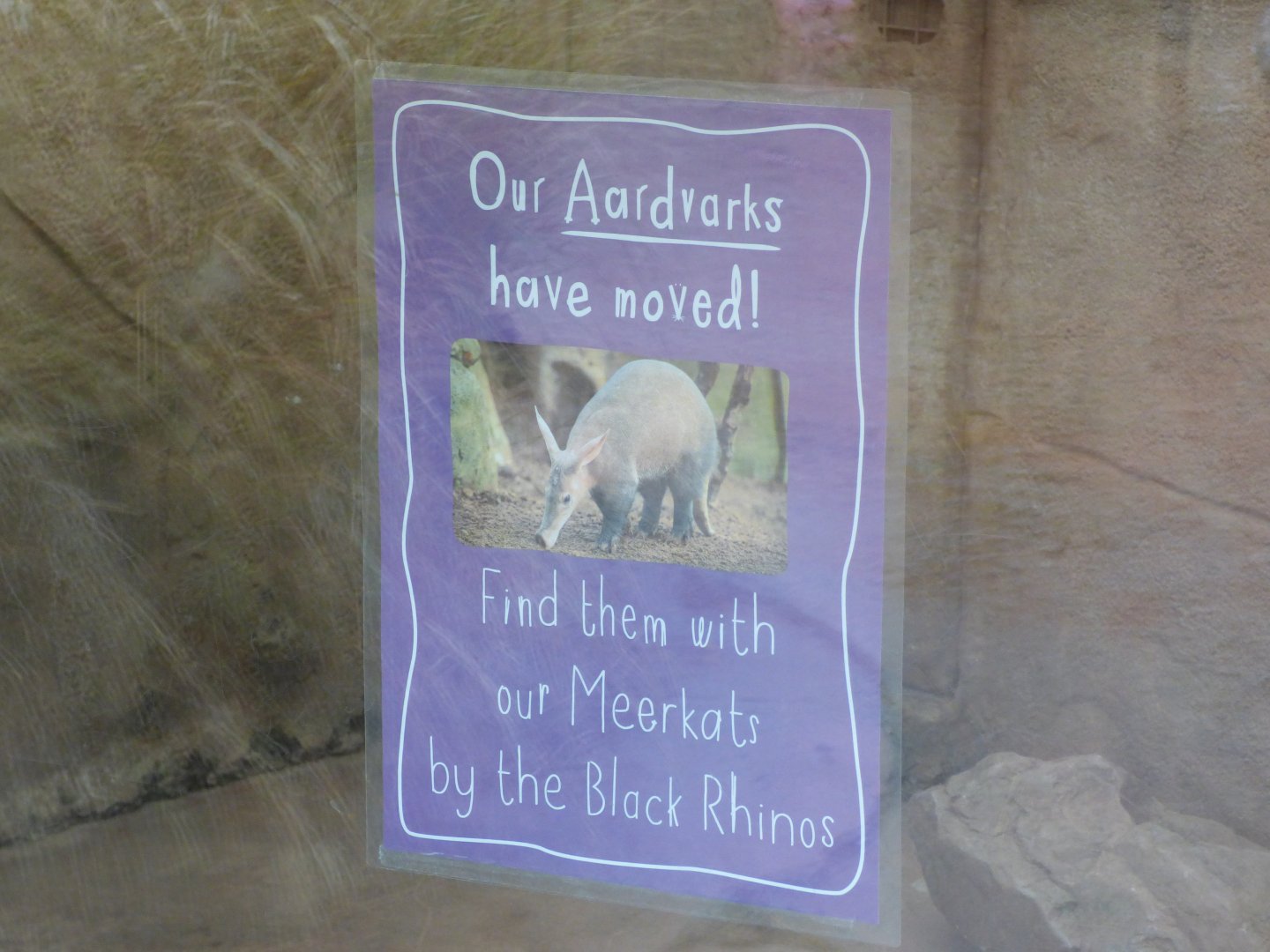 Signage on Aardvark enclosure