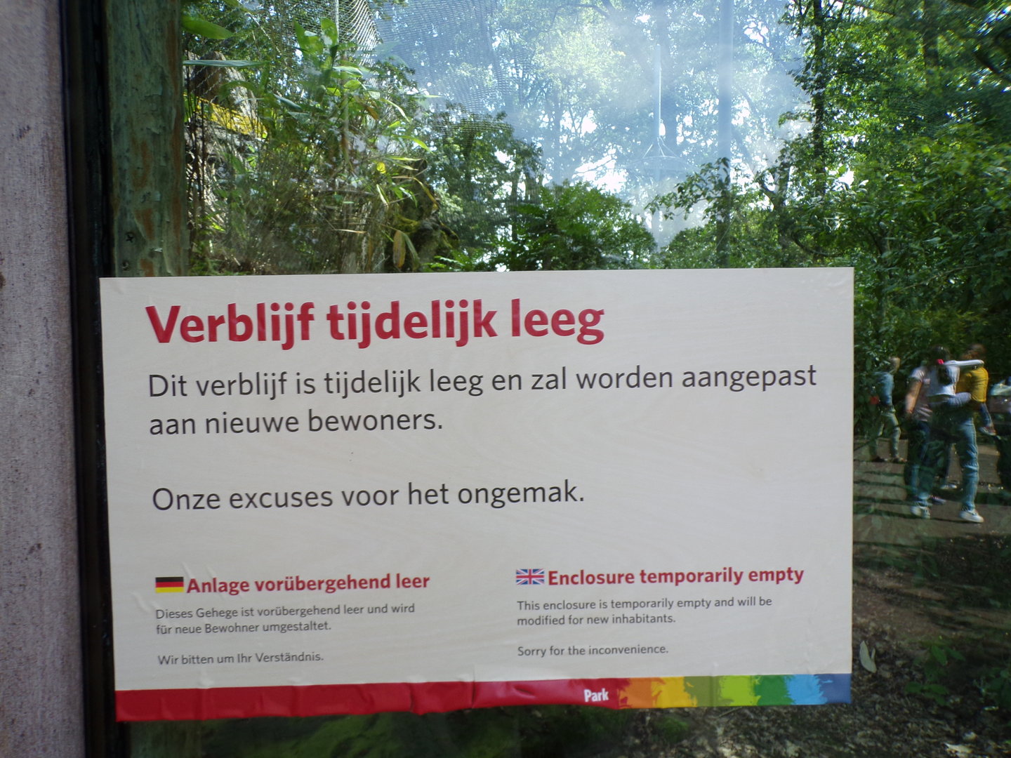 Signage on empty enclosure 6.7.23