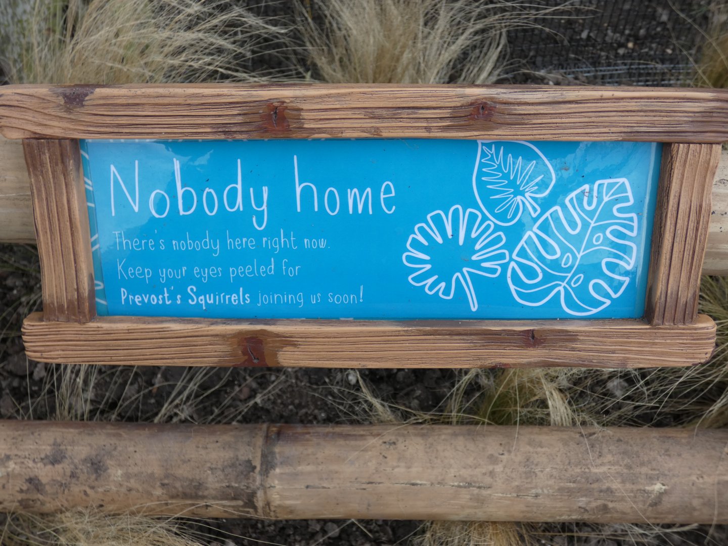 Signage on new Prevost's Squirrel enclosures in Islands