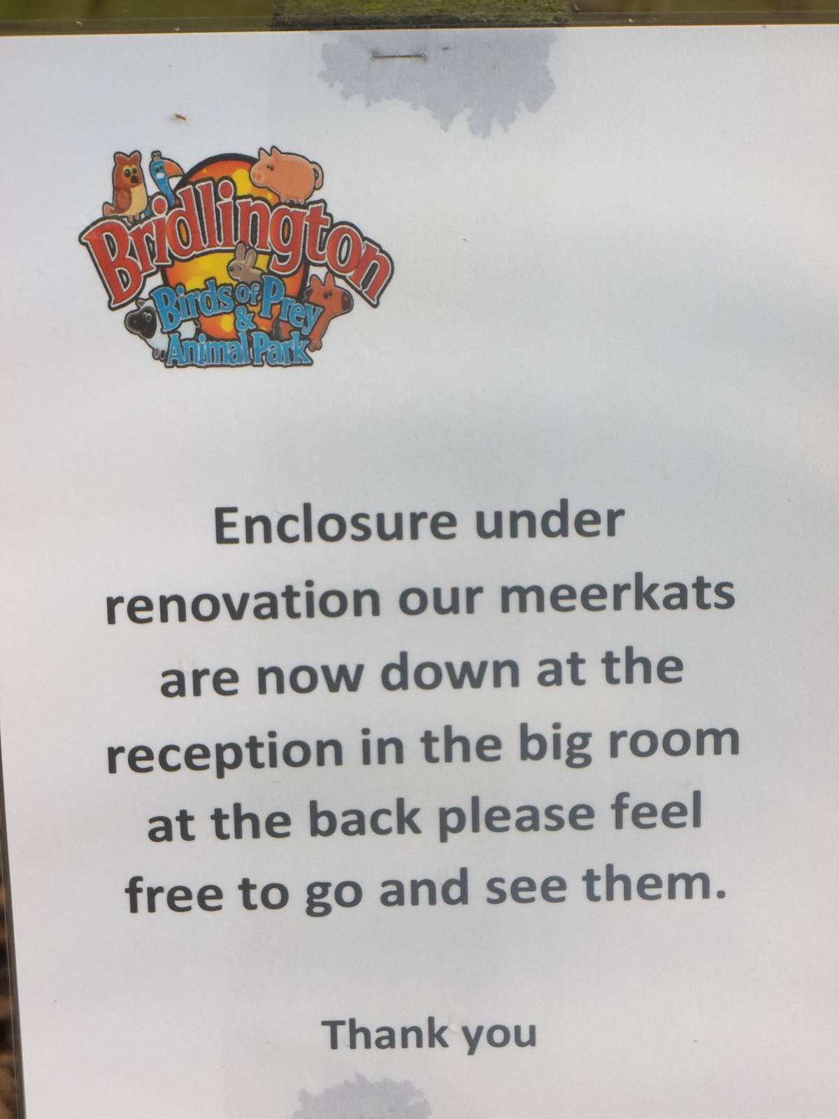 Signage re Meerkat exhibit under renovation, 29th October 2014