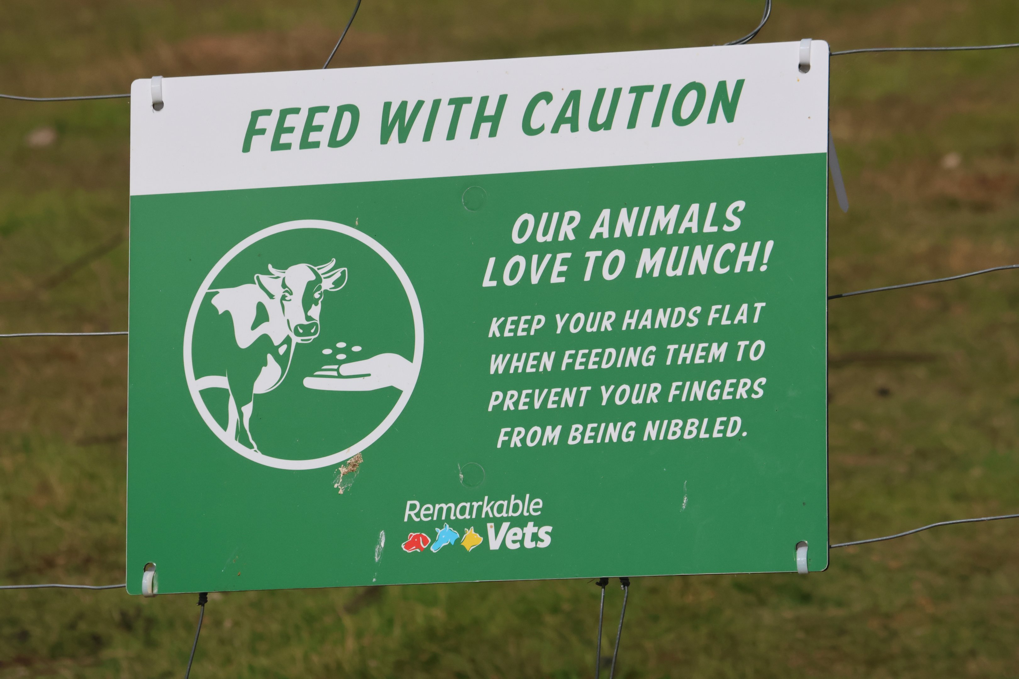 Signage to visitors, petting zoo at Remarkable Vets Arrowtown