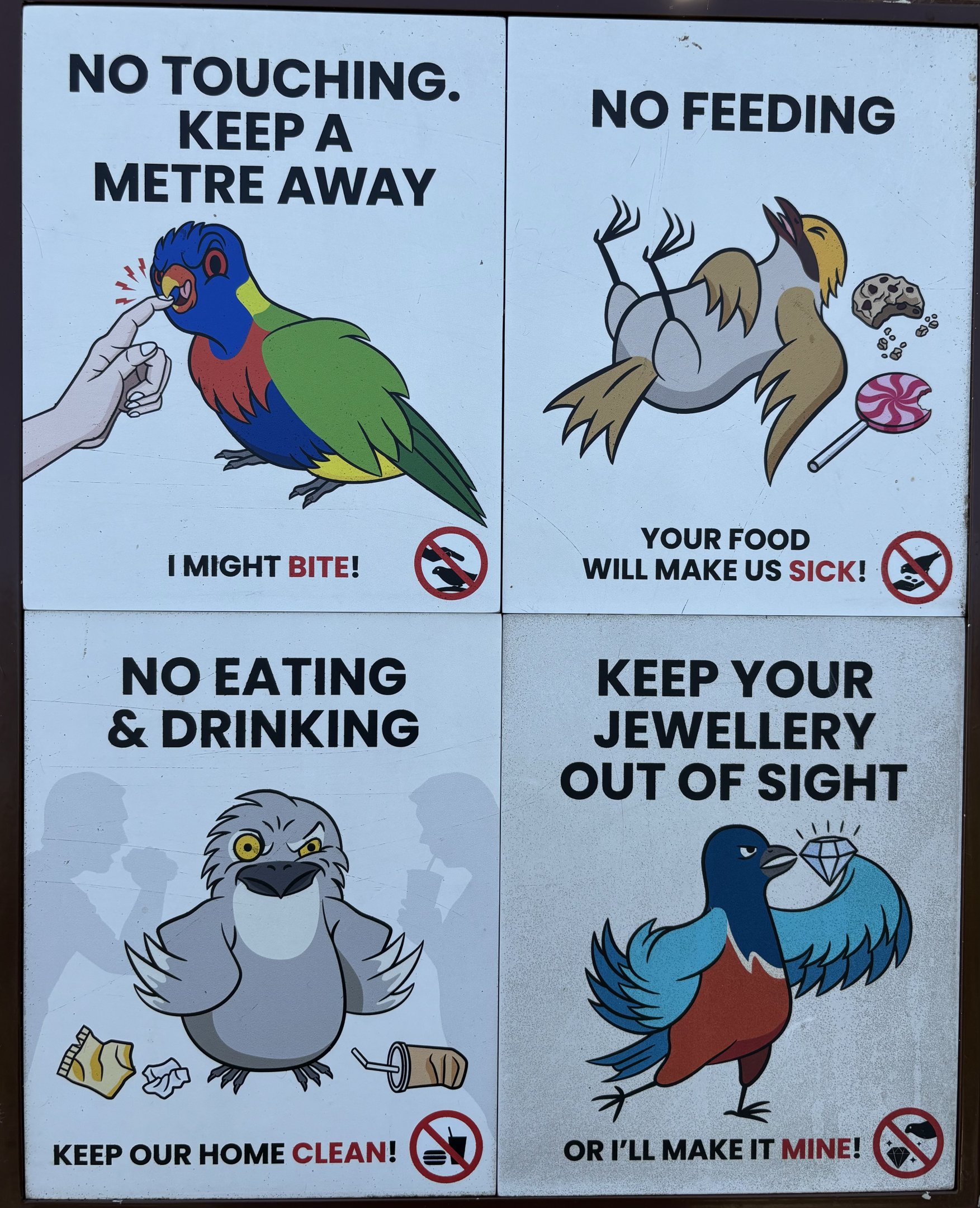 Signs in 4-Acre Heart of Africa Aviary