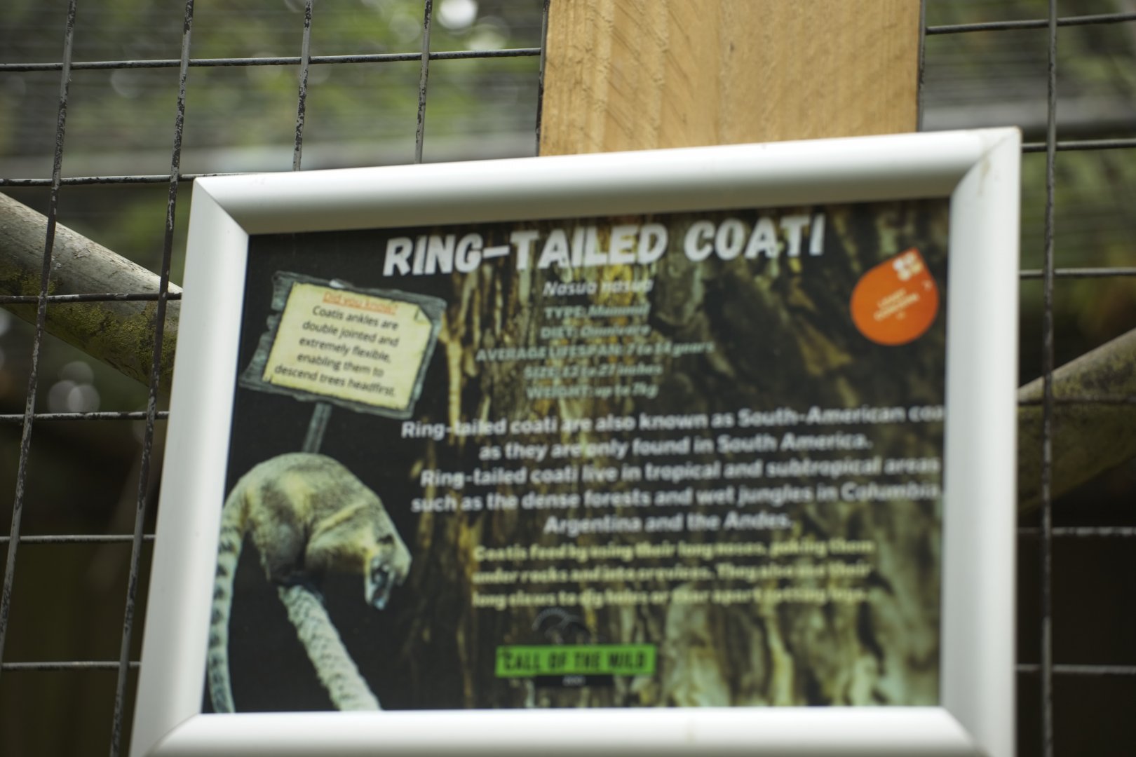 Signs on every enclosure.