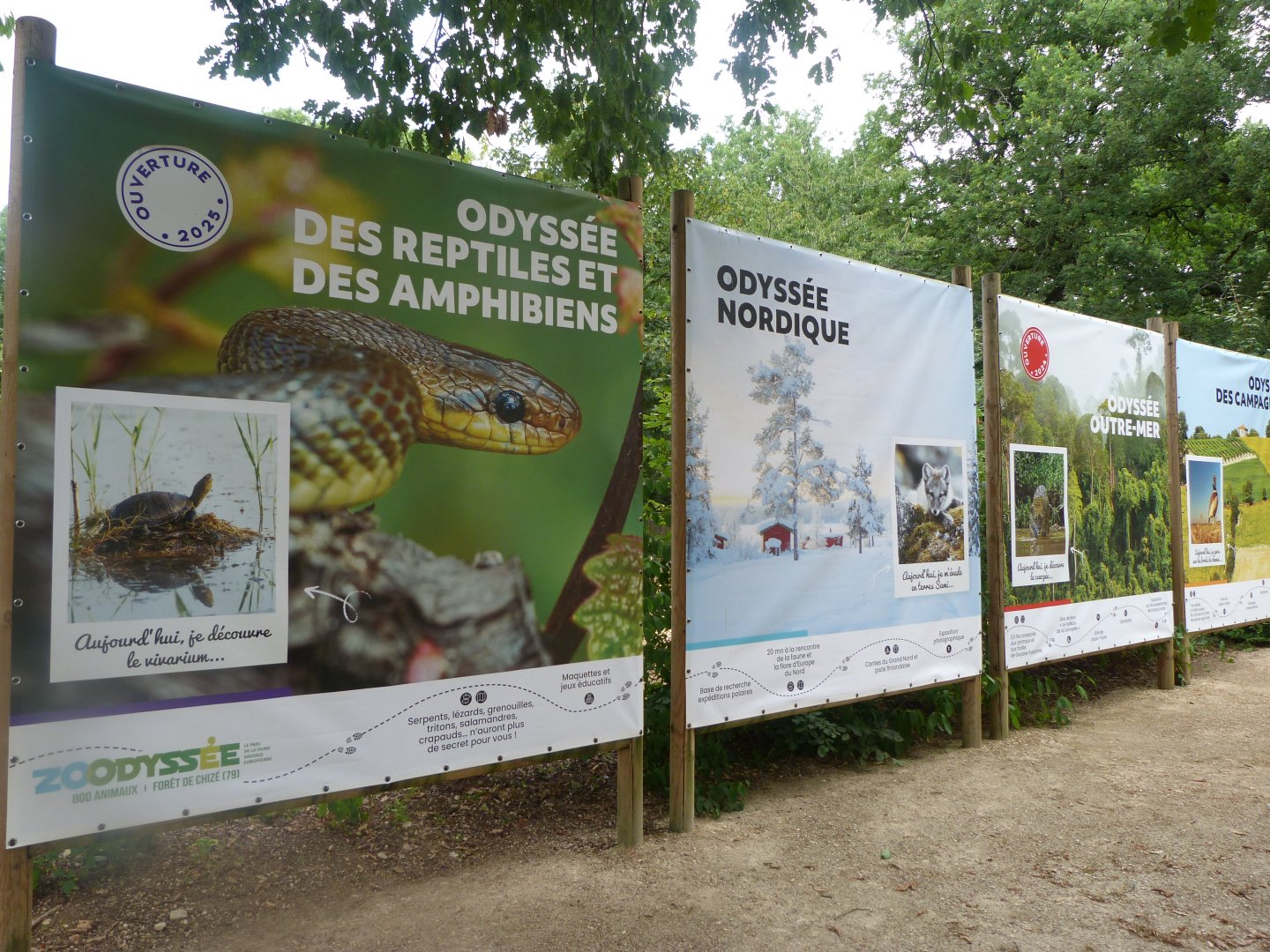Signs showcasing the zoo's different zones -Zoodyssée (2025)