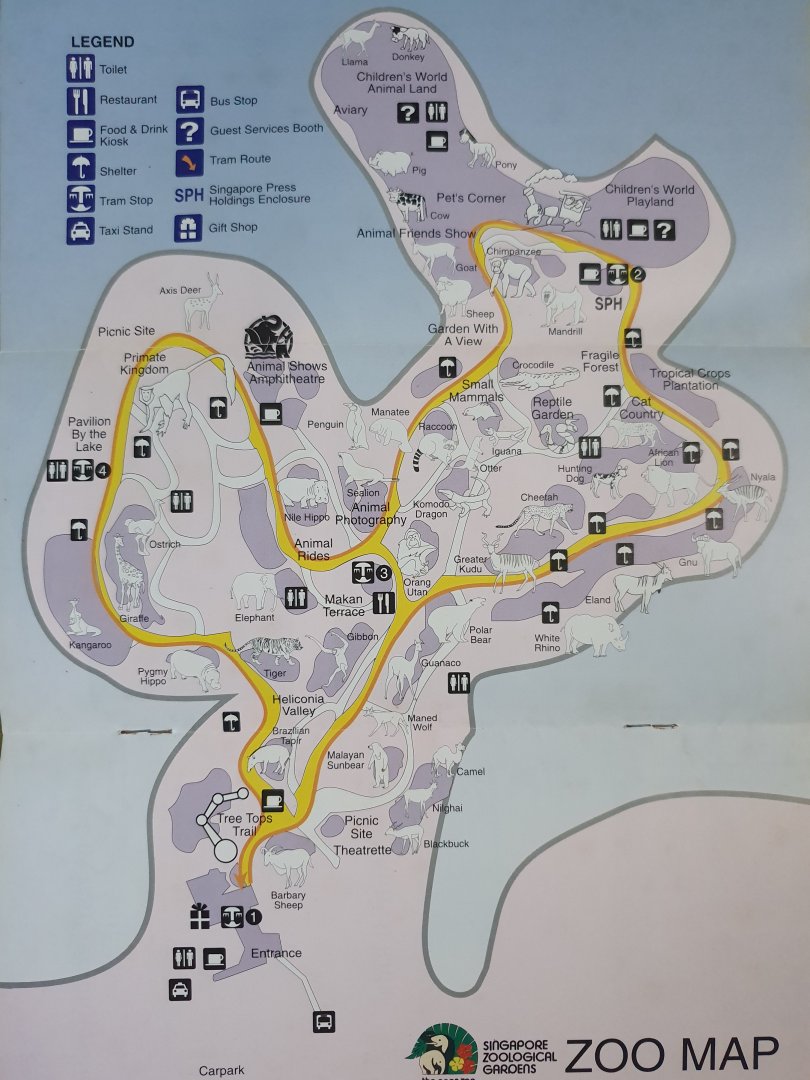 Singapore Zoo map (1990s)