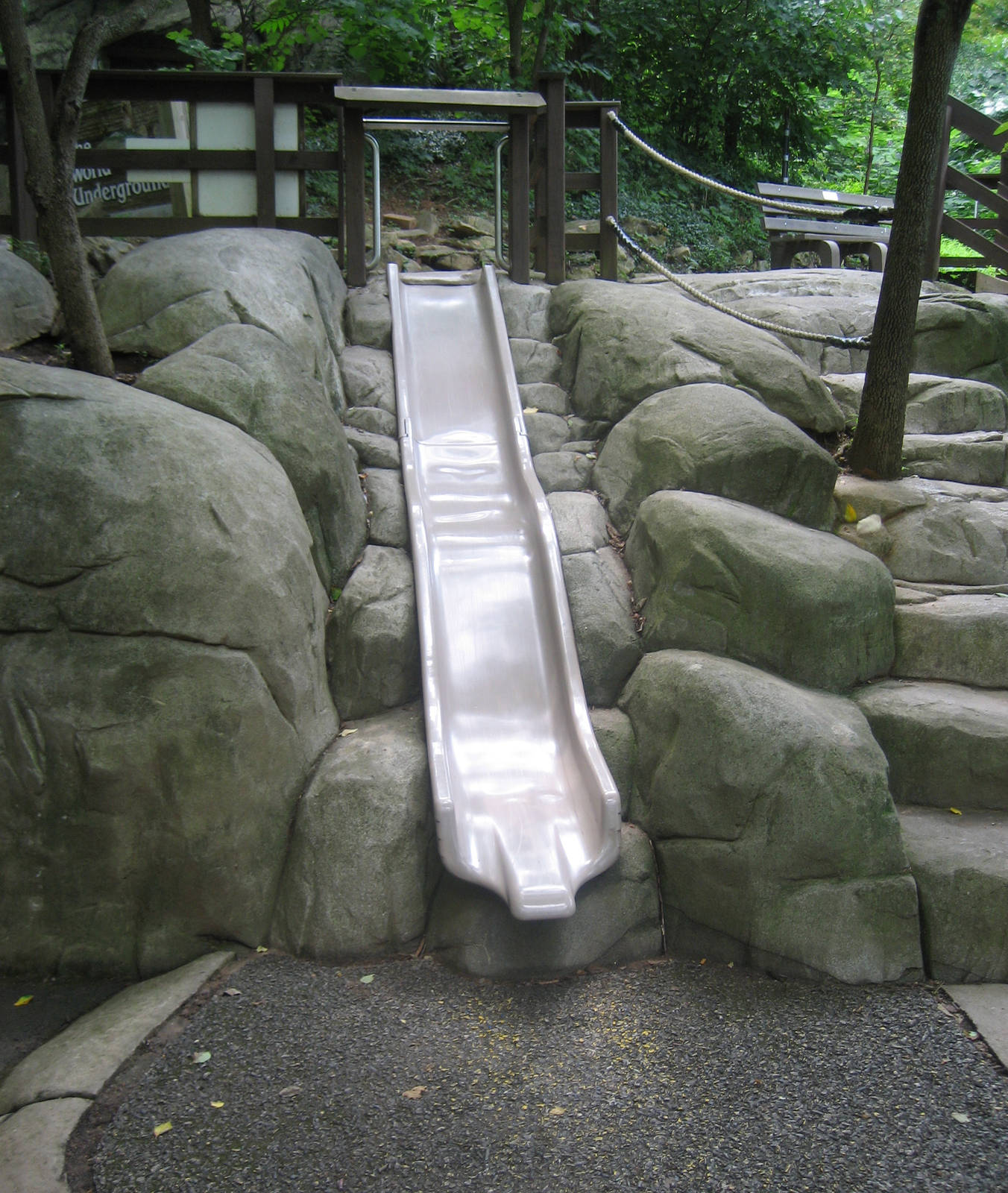 slide at the otter exhibit