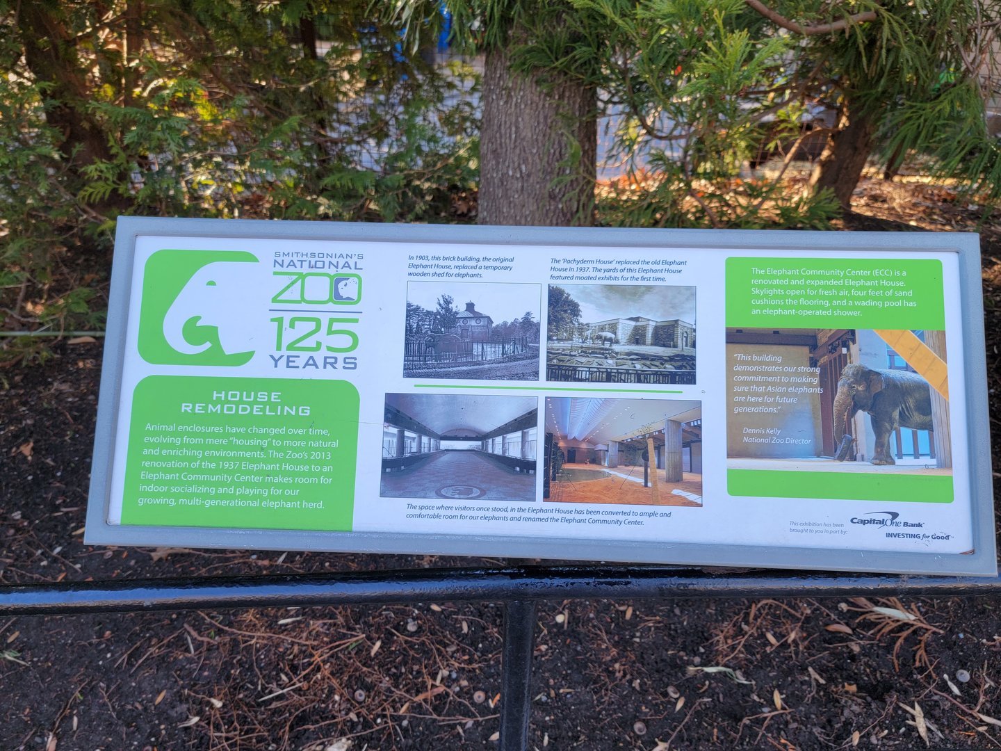 Smithsonian 2/22 - 125 years sign, remodeling the Pachyderm House