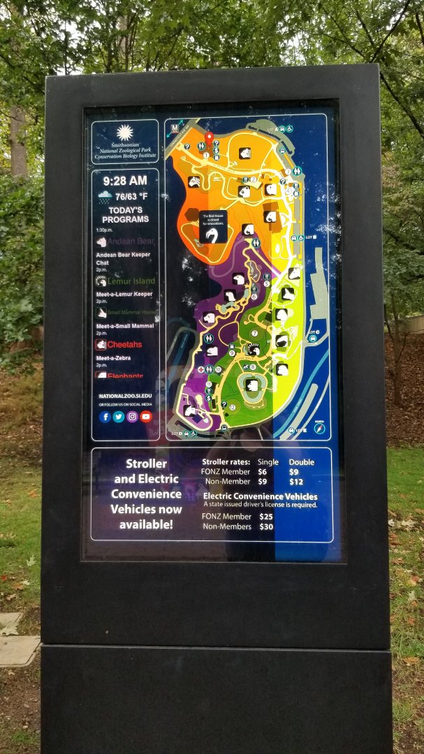 Smithsonian - Electronic sign at entrance with daily schedule and closures