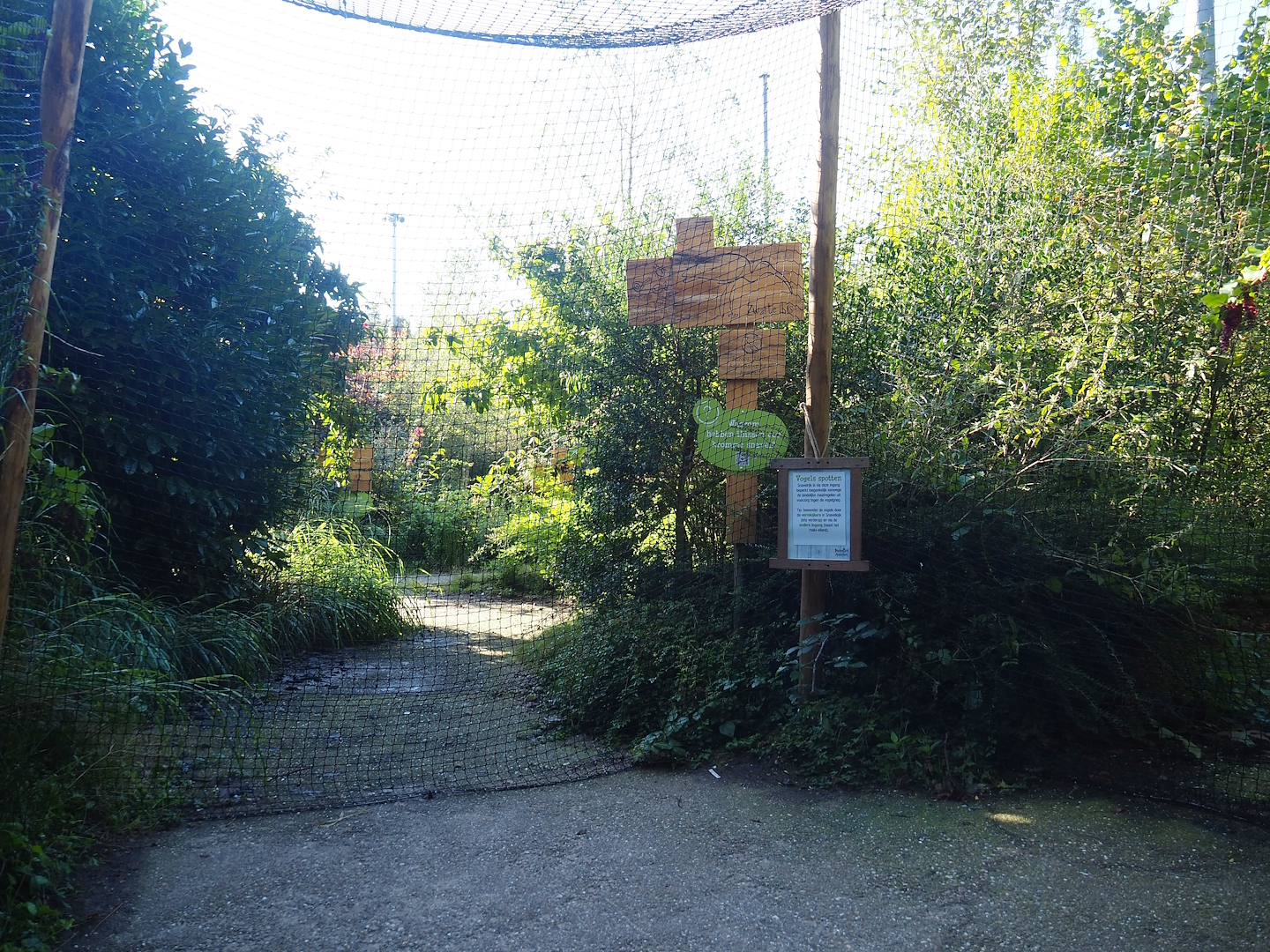 Snavelrijk ('Kingdom of Beaks') aviary - Netting around visitor area because of avian influenza safety, 2023-09-24