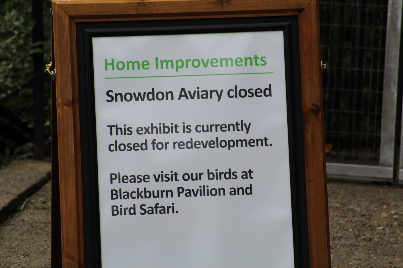 Snowdon Aviary Construction Signage
