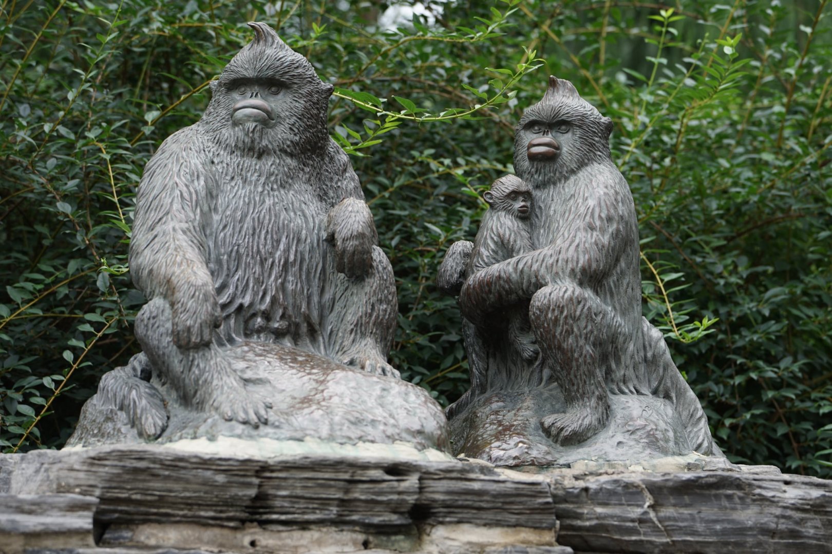 Snub-nosed monkeys statue