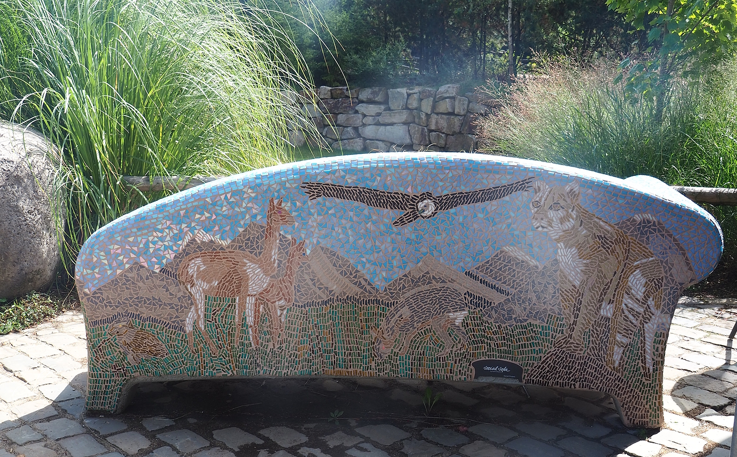 South American animals mosaic bench, 2022-08-20